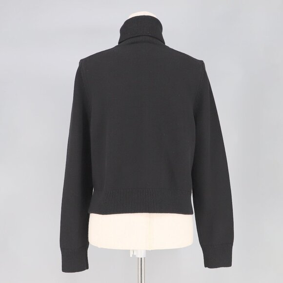 NWT THEORY Relaxed Fit Pima Cotton Knit Turtleneck Sweater in Black Size 6 - Picture 5 of 9